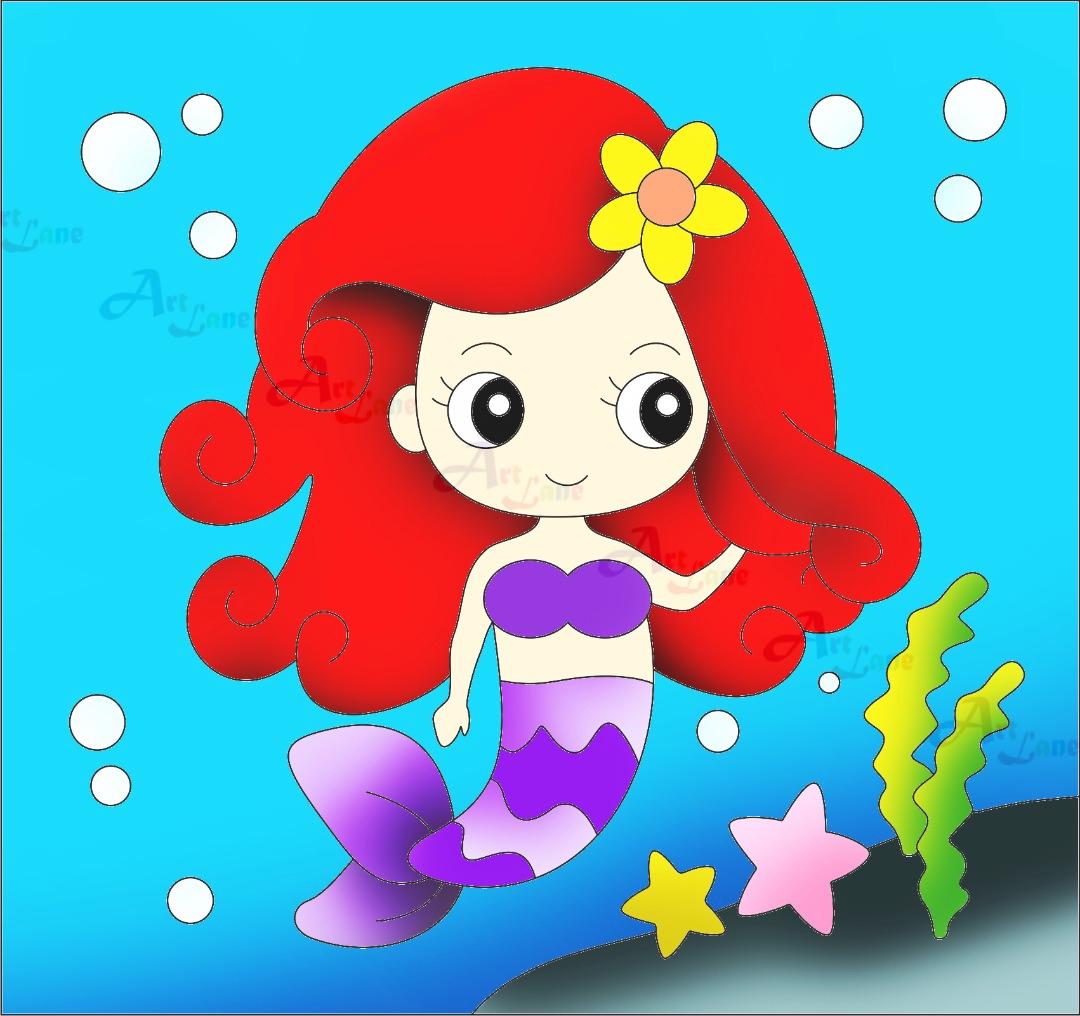 Canvas-Painting-Mermaid-Red-Hair with watermark