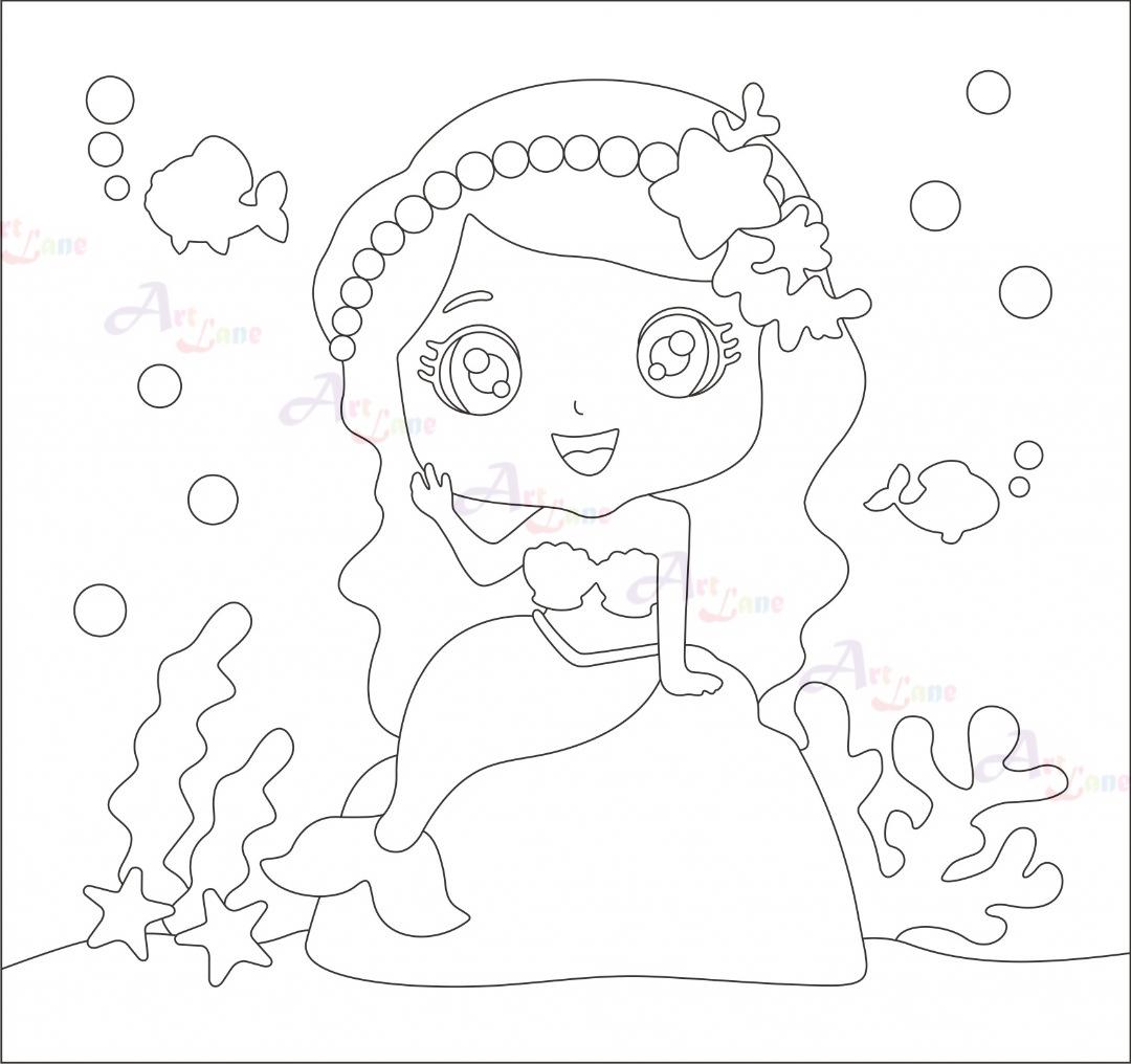 Canvas-Painting-Mermaid-Yellow-Hair-Blank with watermark