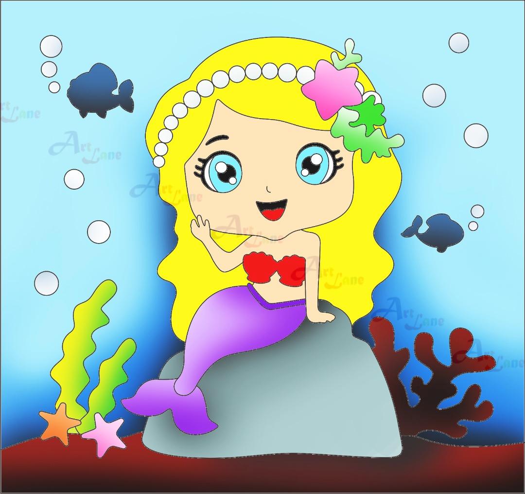 Canvas-Painting-Mermaid-Yellow-Hair with watermark
