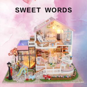 DIY Miniature Toy House - Sweet Words (13846Z) **** FREE Black Piano (worth $19.90), Music, LED Remote Control And Dust Cover!!!