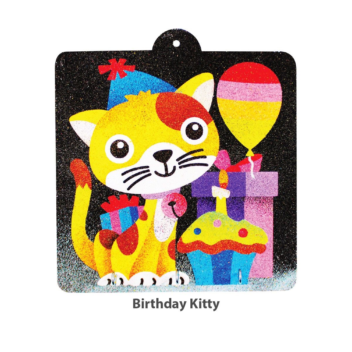 sand-art-key-hanger-board-Birthday Kitty