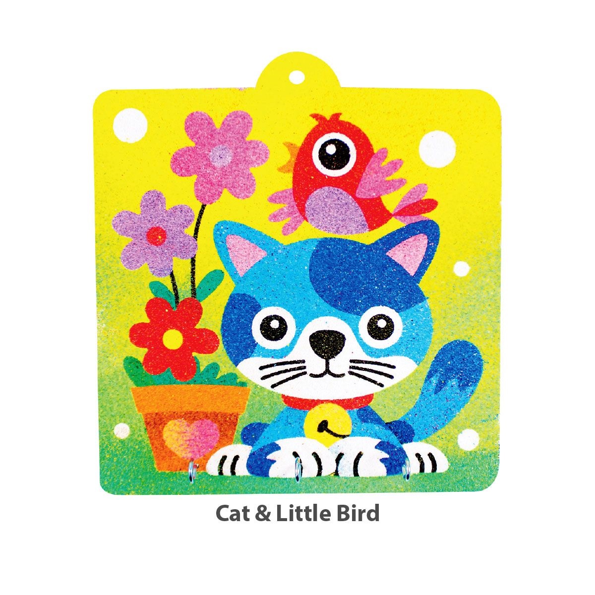 sand-art-key-hanger-board-Cat And Little Bird